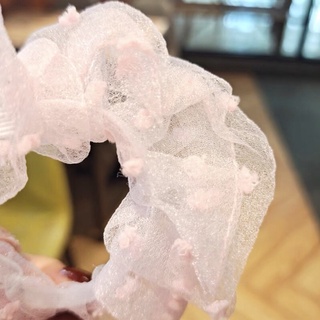 Scrunchies Dây Cột Tóc Voan Chấm Bi