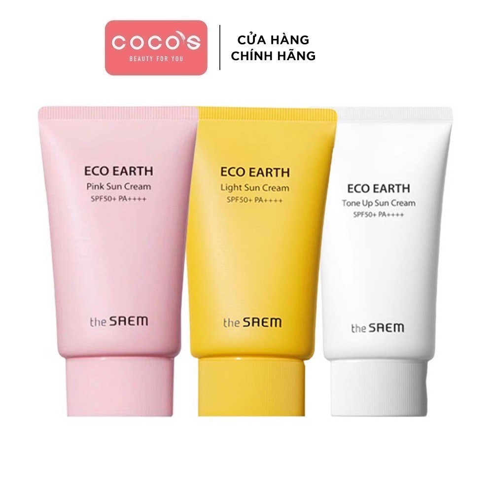 Kem Chống Nắng The Saem Giảm Dầu, Giúp Da Sáng Hồng Tự Nhiên The Earth Sun CreamSPF50+ PA++