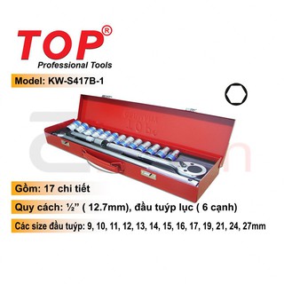 Bộ tuýp 17 chi tiết đức hệ mét top - kw-s417b-1