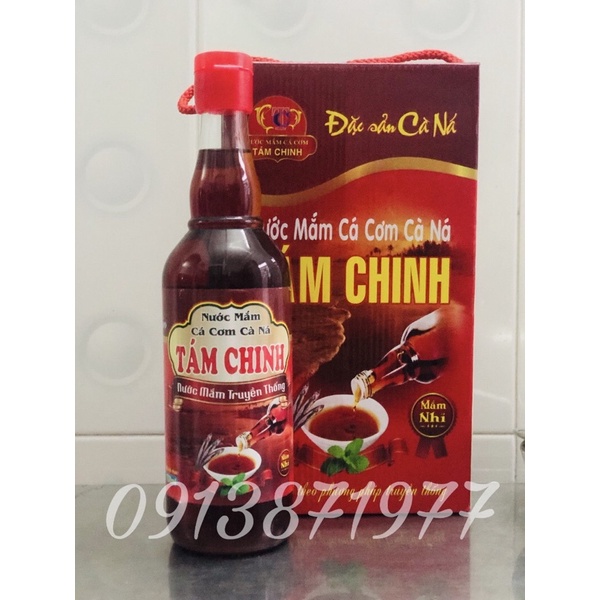 Thùng nước mắm nhĩ Tám Chinh, Cà Ná, Ninh Thuận, 2 chai 550ml