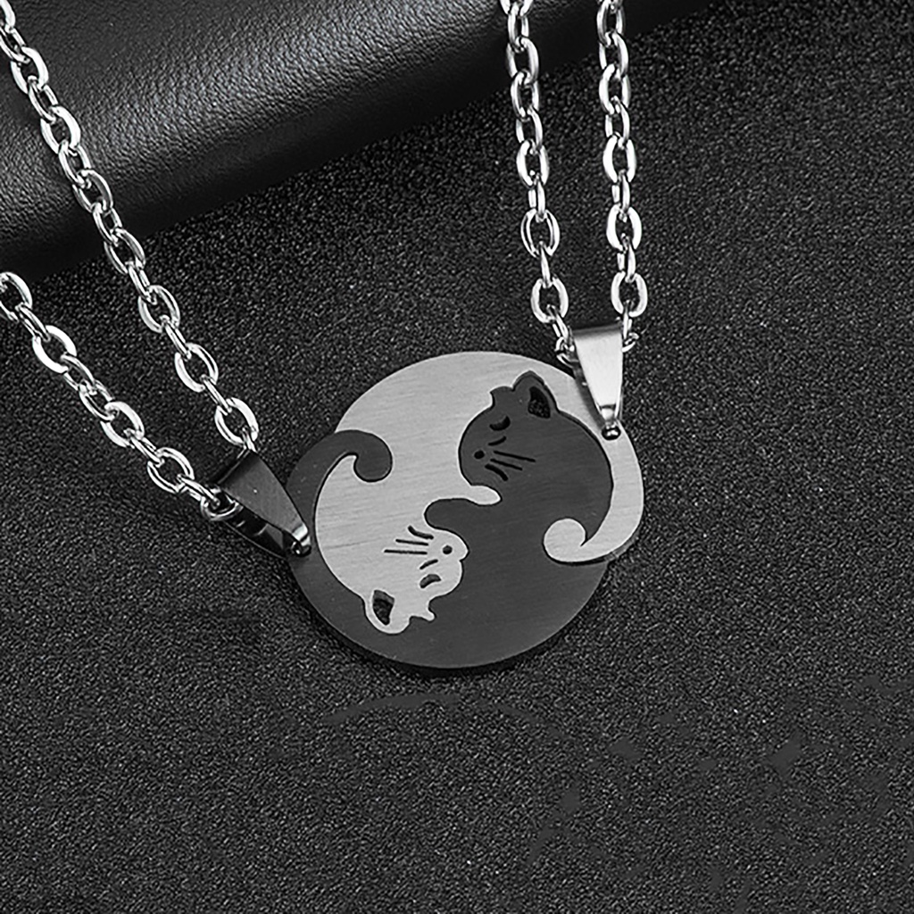 Dây Chuyền Cặp Đôi Mèo Âm Dương Loki Accessories - Mặt Vòng Cổ Đôi Thép Titan Không Gỉ - Mèo Âm Dương