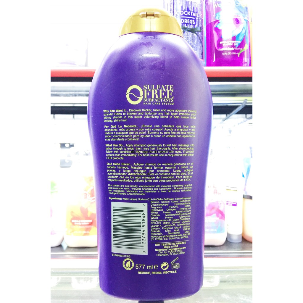 Dầu gội thick & full + biotin & collagen 577 ml - 19.5 fl oz