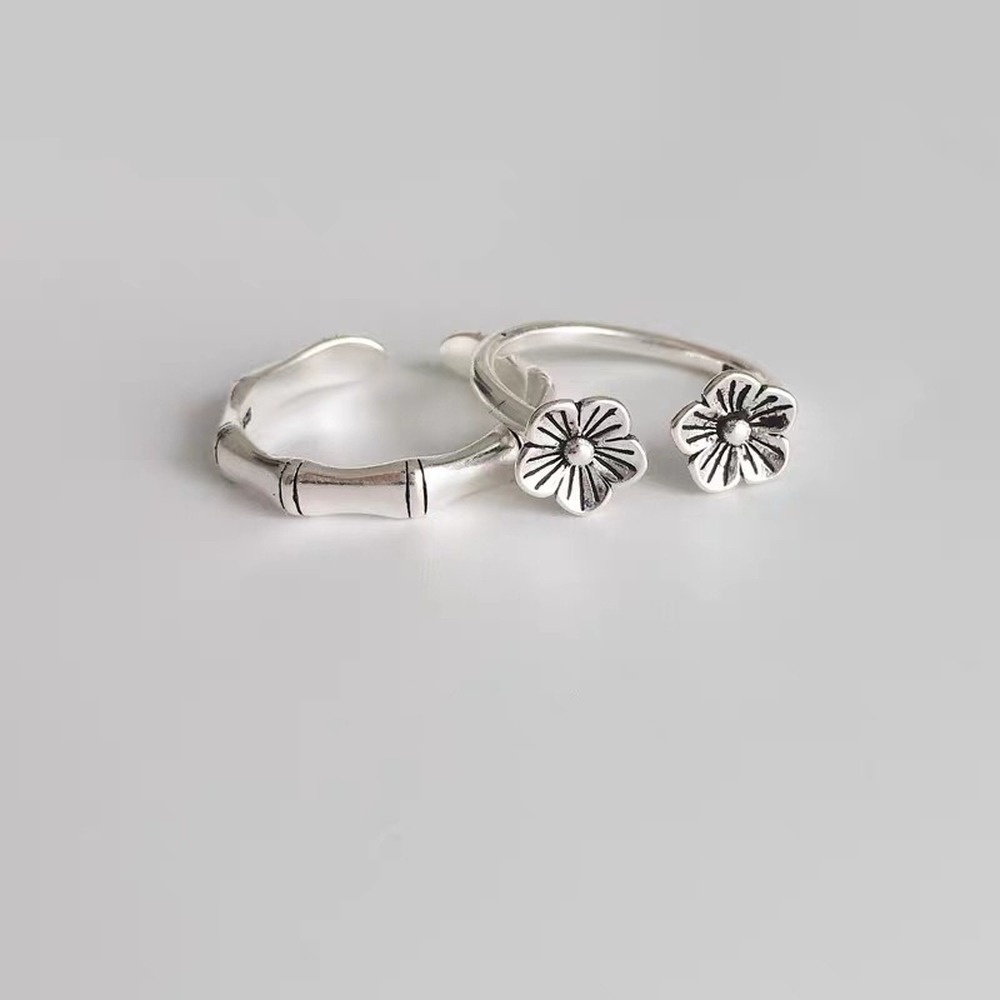 Nhẫn mạ bạc 925 thiết kế đơn giản phong cách Hàn Quốc xinh xắn