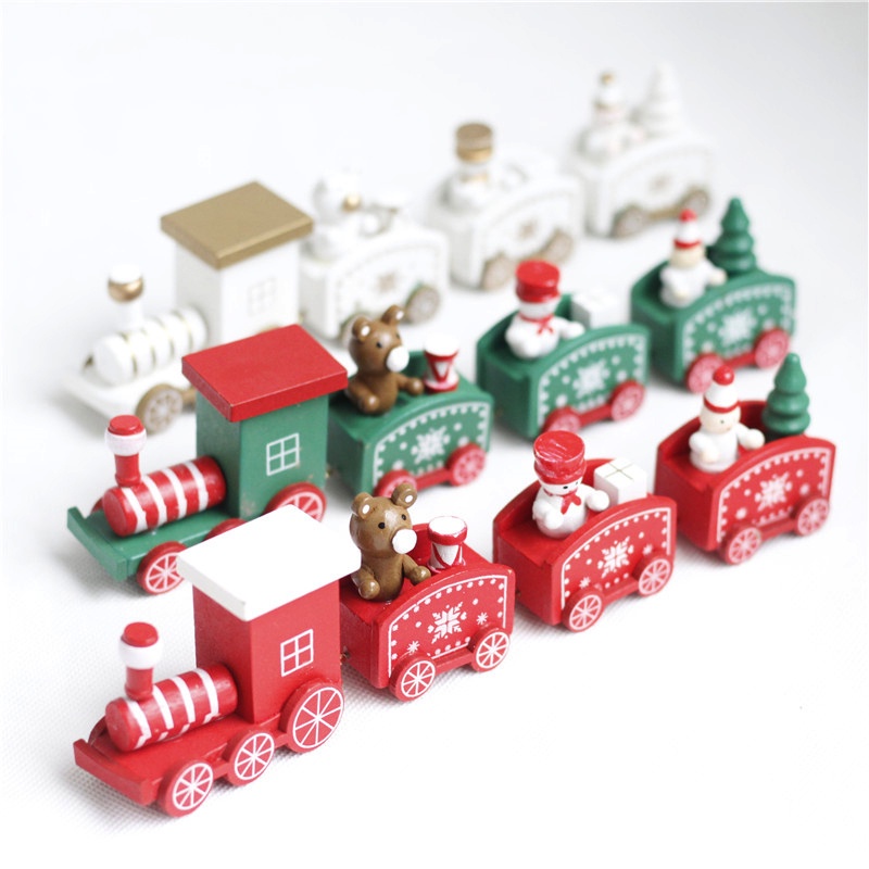 [proflyVN]Little Train Wooden Christmas Decorations for Home Xmas Decor New Year Ornaments