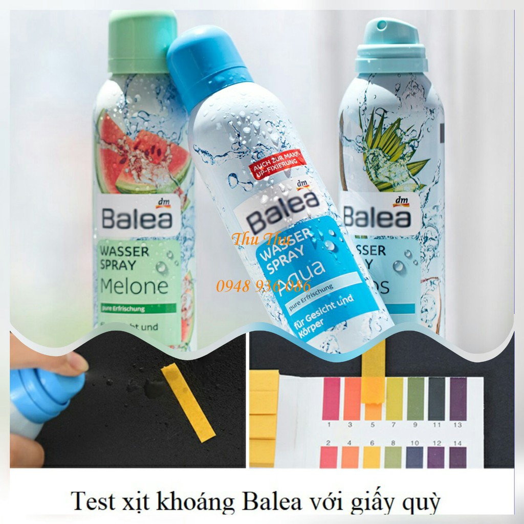 (bill,test giấy quỳ,review) Xịt khoáng Balea Đức 150ml