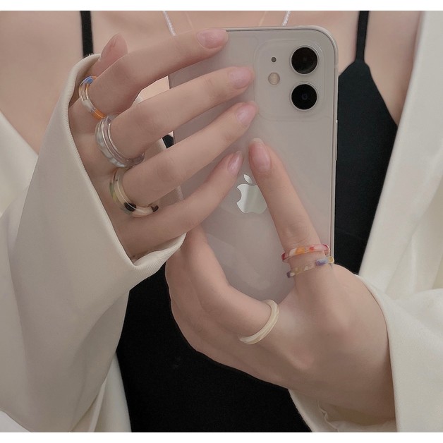 Nhẫn Nhựa Acrylic Trong Suốt Phong Cách Vintage Cổ Điển