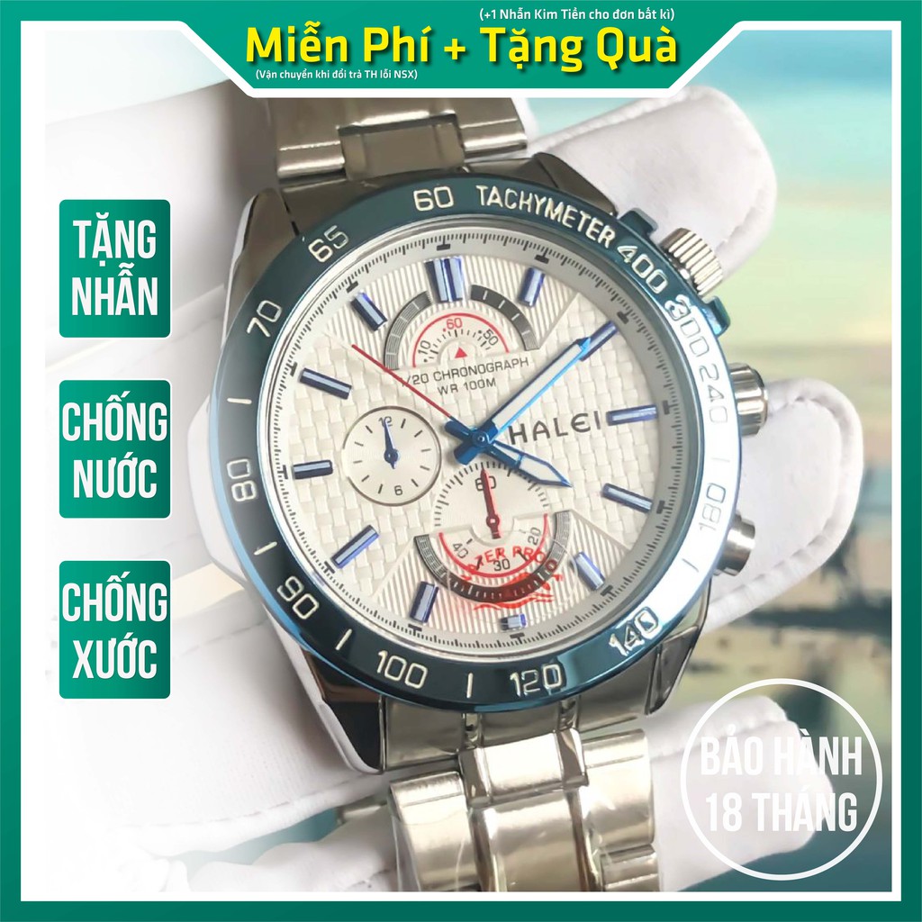 Đồng Hồ Nam HALEI 6 Kim Thể Thao Máy Pin, Chống Nước 5ATM Size 41 MSH00981 [Bảo Hành 18 Tháng - 1 Đổi 1 Trong 15 Ngày]