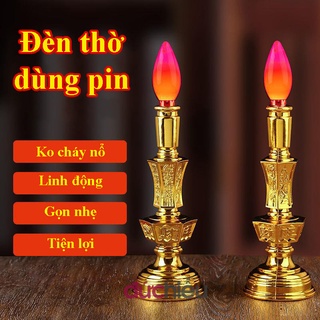 Đèn bàn thờ dùng pin ( 1 cái ) , đèn cầy thờ cúng D18 – Đức Hiếu Shop