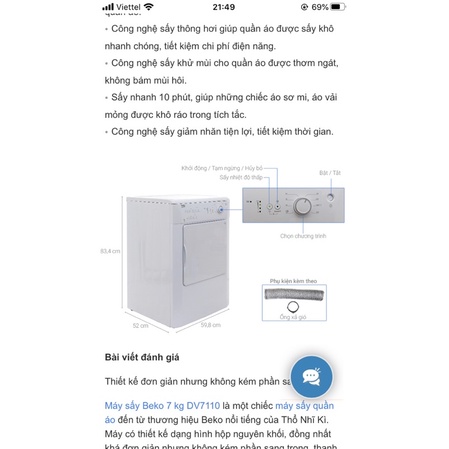 thanh lí máy sấy beko 7 kg