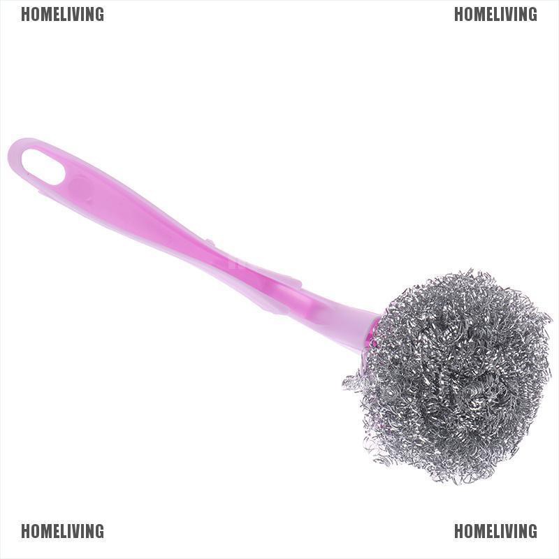 Miếng Chà Nồi Bằng Sợi Thép Không Gỉ Với Tay Cầm Dài Tiện Dụng Cho Nhà Bếp