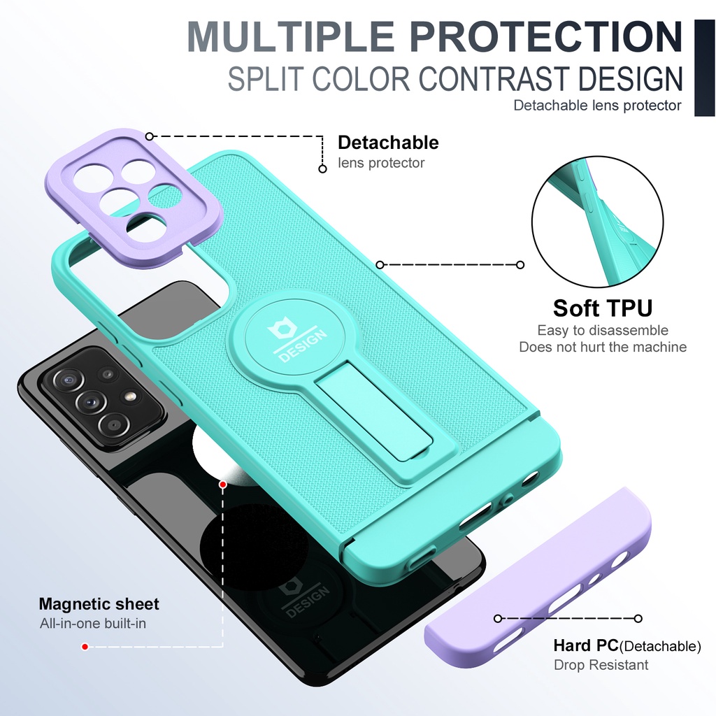 Kickstand Phone Case For Samsung Galaxy A03 A03 Core A50 A30s A50s A52 4G 5G A13 4G A23 4G A33 5G A53 5G A73 5G A52s 5G Shockproof Car Magnetic Stand Back Cover