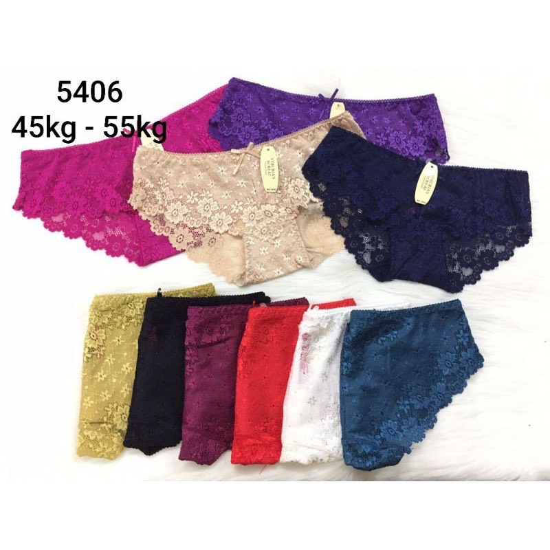 Quần ren Vic lưng trung, không biên 5406