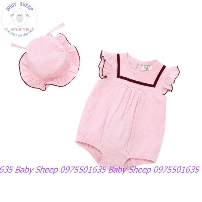 Body chip cho bé gái kèm mũ bèo tiểu thư xinh xắn cho bé diện đầy tháng thôi nôi dự tiệc