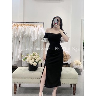 Đầm Trễ Vai Tay Bèo Xẻ Đùi