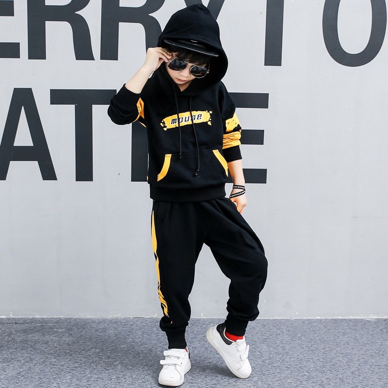 Set Đồ 2 Món Gồm Áo Khoác Hoodie cotton Giữ Ấm In Chữ Cái + Quần Thể Thao Cho Bé Trai 2022 4 5 6 7 8 9 10 11 12 Tuổi
