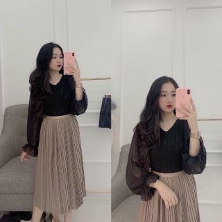 Áo len phối tay voan