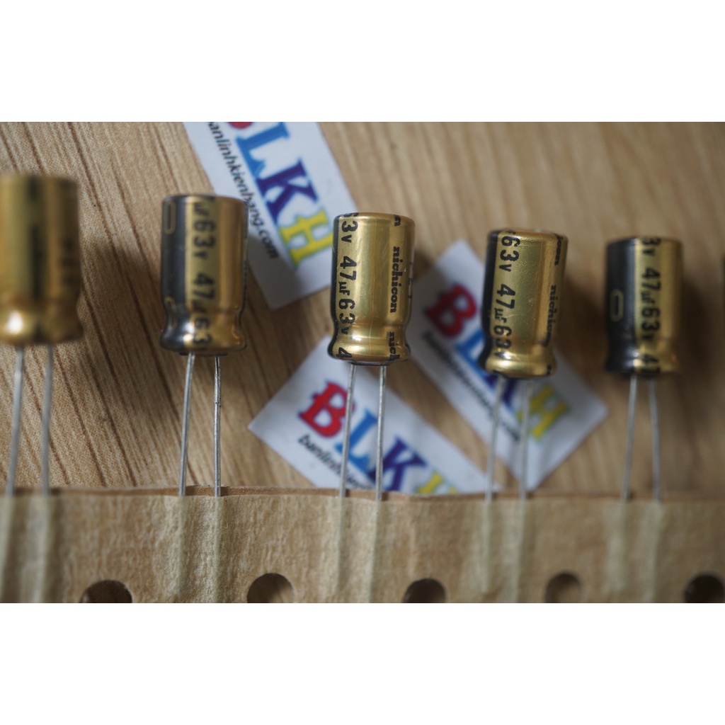 Combo 3 con Tụ lọc âm thanh 63V 47uF 6x11 chính hãng Nichicon FW Made in Malaysia