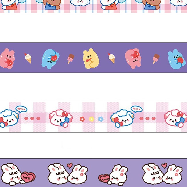 <Video Review>Băng Keo Dính Washi Tape DIY In Họa Tiết Gấu Thỏ Trang Trí Sổ Tay Nhật Kí Khay Đựng Bút Teeci591