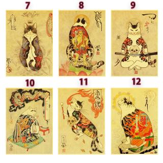 Áp Phích Dán Tường Trang Trí Hình Mèo Samurai