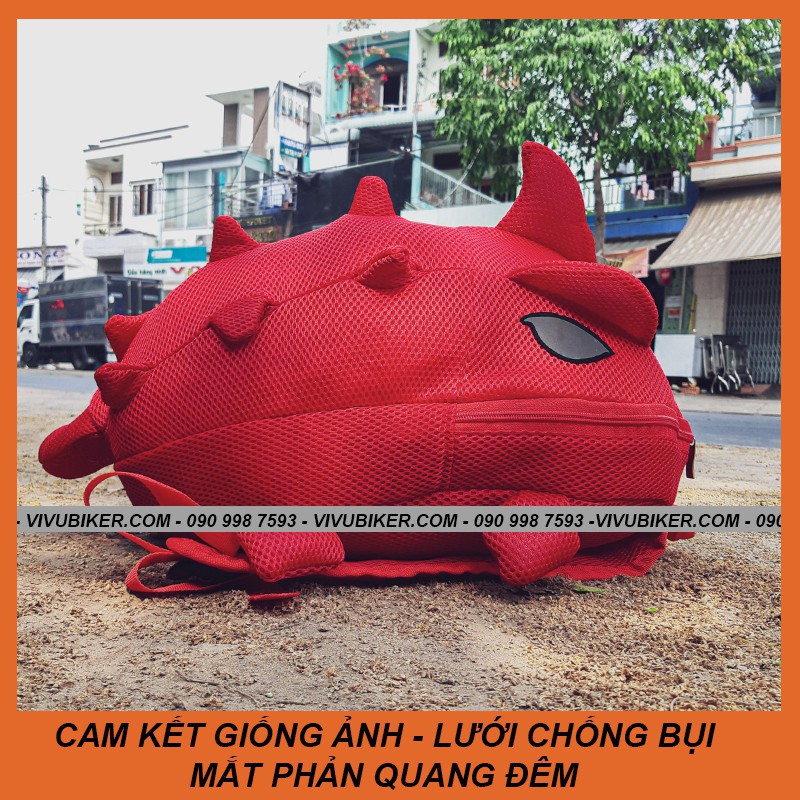 [G01] Balo khủng long PHẢN QUANG cao cấp lưới kháng bụi đựng nón bảo hiểm S032