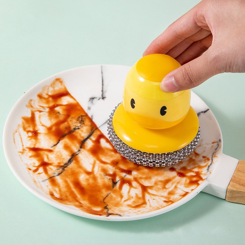 Cọ Chà Nồi Gắn Tường Không Đục Lỗ Hình Vịt Vàng Nhỏ