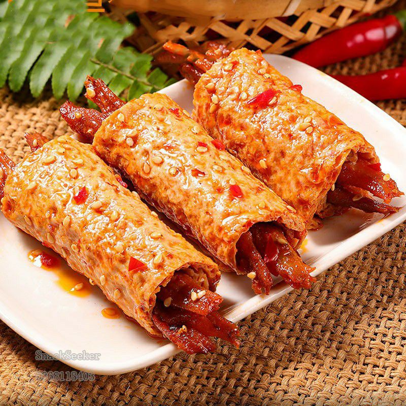 Đậu phụ cay cuộn sườn sụn siêu ngon - đồ ăn vặt Trung Quốc