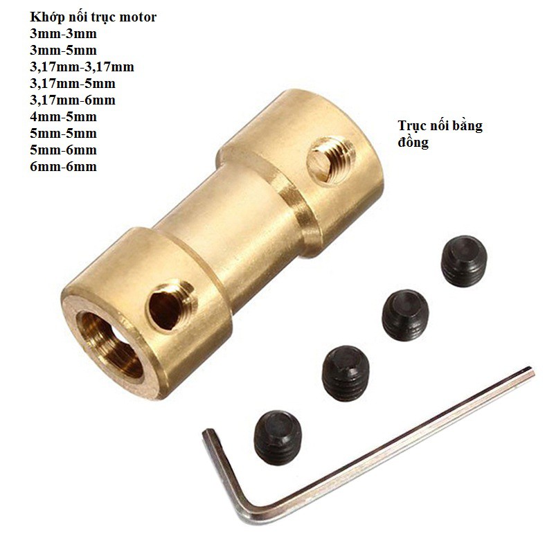 Khớp nối trục motor 3,17mm-3,17mm;3,17mm-5mm;3,17mm-6mm;3mm-3mm;3mm-5mm;4mm-5mm;5mm-5mm;5mm-6mm;6mm-6mm