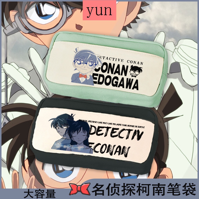 Túi Đựng Bút Chì In Hình Thám Tử Conan Khổ Lớn Màu Xám Cho Học Sinh Ốp