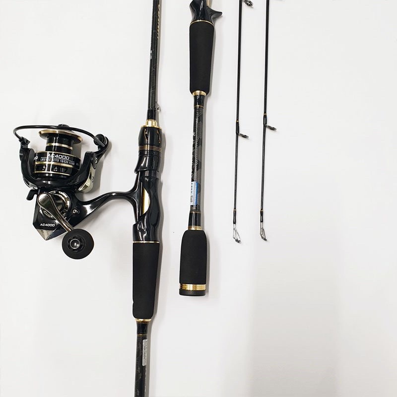 Bộ Cần Câu Cá Lure máy đứng 1.8m - 2,1m- 2,4m + Máy kim loại AC 4000 + dây câu