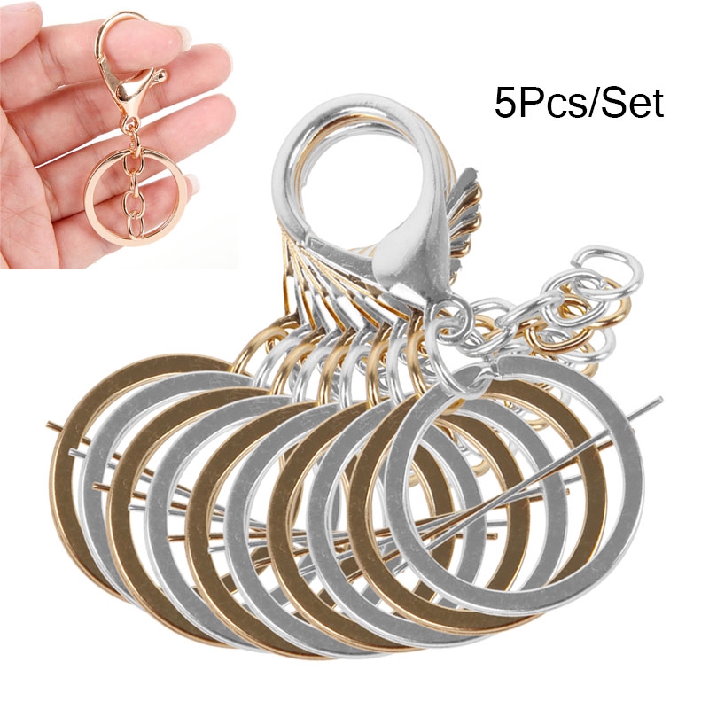Set 5 vòng móc khóa với khóa cài tôm hùm bằng kim loại tiện lợi