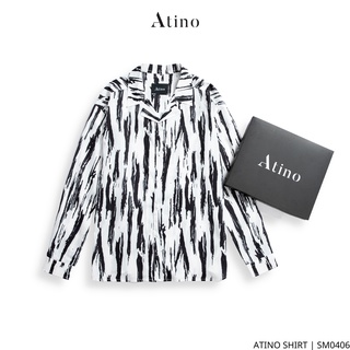 Áo sơ mi dài tay nam wood atino vải lụa form regular sm0406