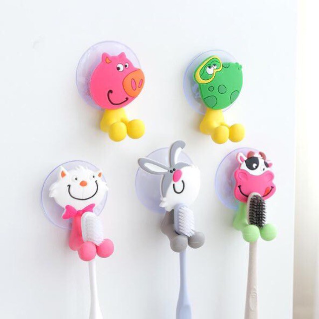 Móc treo bàn chải hình thỏ, mèo, heo, khủng long - Plastic Tooth Brush Holder