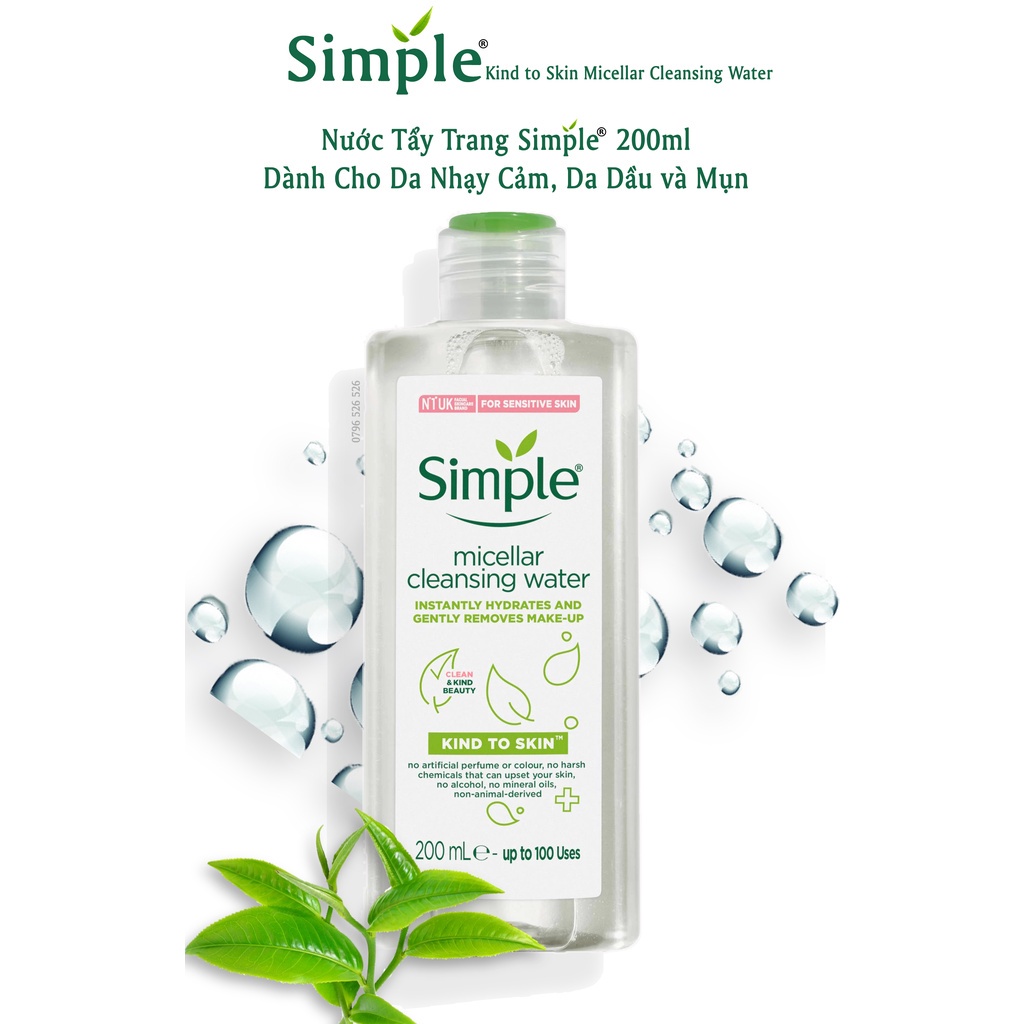 Nước Tẩy Trang Simple Cho Da Dầu Mụn 200ml