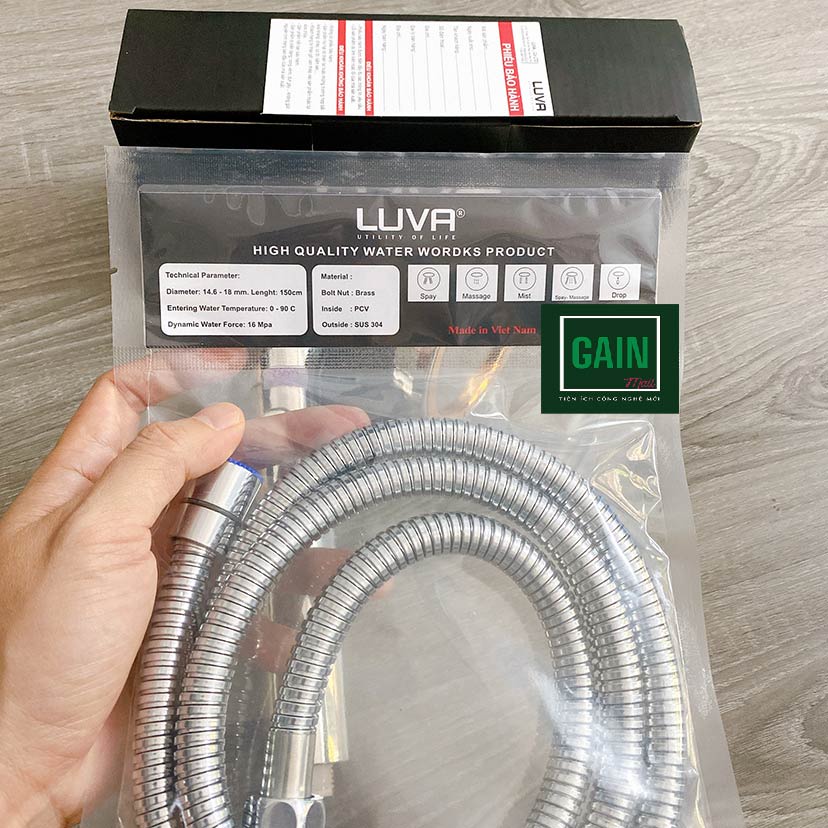 Combo vòi hoa sen Luva VS6 kèm dây sen Luva dài 1.5m BH 1 năm đổi lỗi 30 ngày, lõi đồng, inox 304