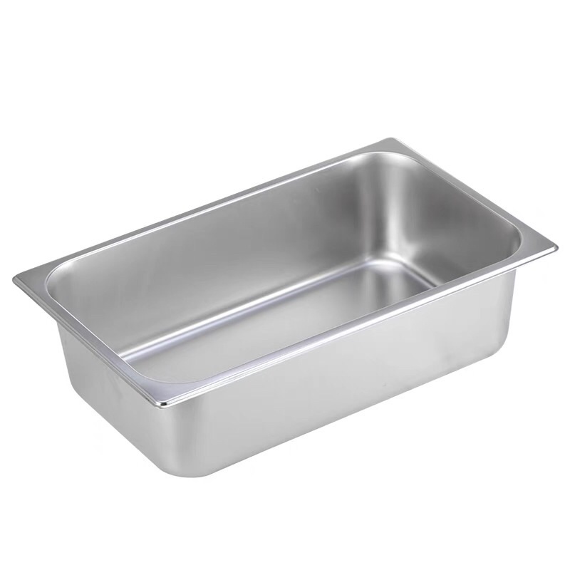 Khay inox 304 đựng thực phẩm, khay topping 1/3 sâu 10cm , khay đựng thạch inox cao cấp