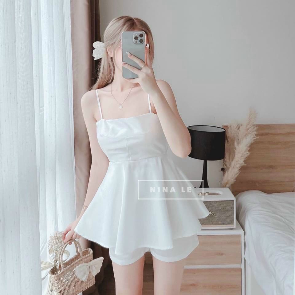Sét bộ đồ nữ umi 2 dây có mút ngực khóa kéo sau dáng bánh bèo tôn dáng trẻ trung sang trọng thanh lịch siêu xinh