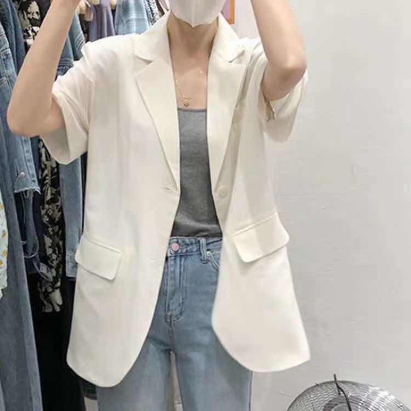 [Có sẵn] [FreeShip] [Ảnh thật] Blazer cộc tay 2 cúc về đủ 3 màu Áo vet cộc tay 2 cúc | BigBuy360 - bigbuy360.vn