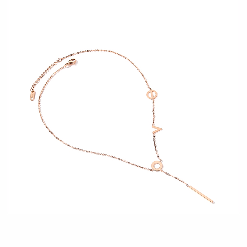 Dây chuyền thép titanium họa tiết chữ LOVE đơn giản 18K cho cặp đôi