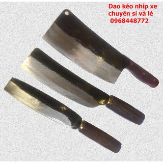 Bộ dao nhà bếp ( phở chặt + bài thái + chuối bột ) làm từ nhíp xe ô tô 100% bộ 08