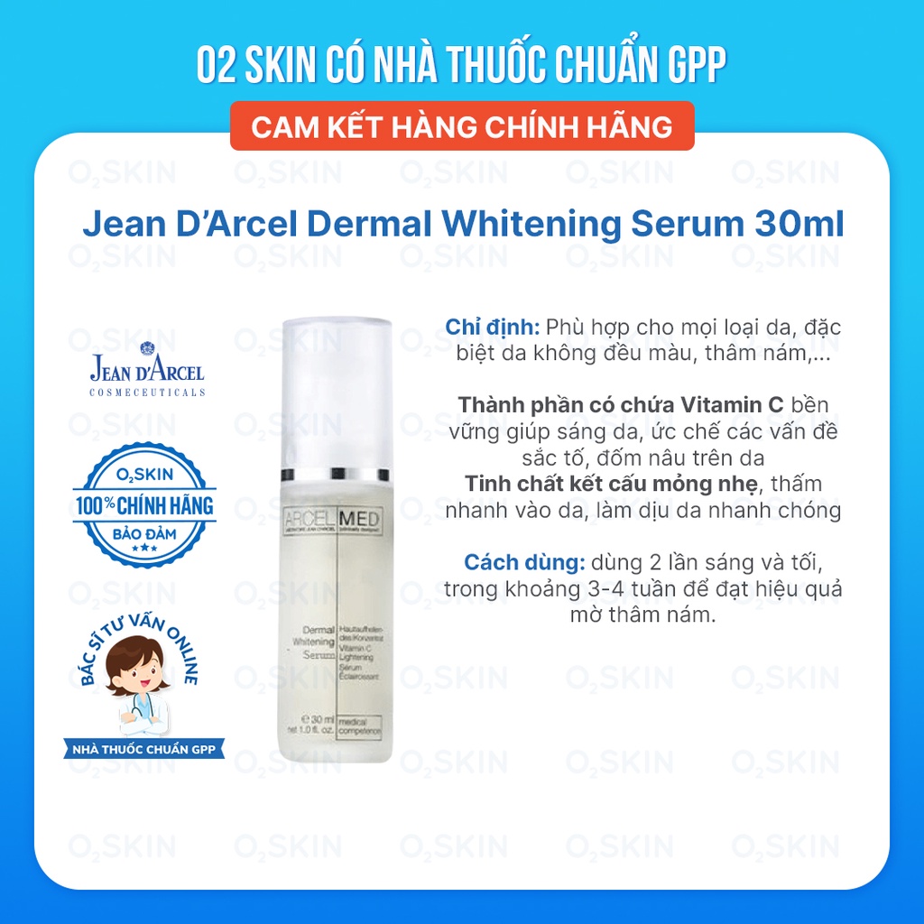 Tinh Chất Serum Trắng Sáng Da, Mờ Thâm Jean D’Arcel Dermal Whitening Serum 30ml Cam Kết Chính Hãng