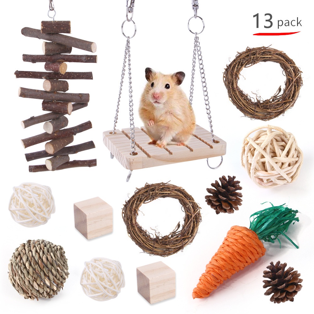 Bộ Đồ Chơi Mài Răng Bằng Gỗ Cho Chuột Hamster / Thỏ