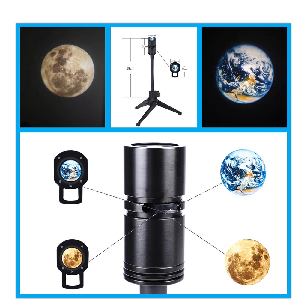 Đèn chiếu hành tinh 3D hình mặt trăng và trái đất, trang trí tường phòng ngủ lãng mạn DC1 DALOI STORE