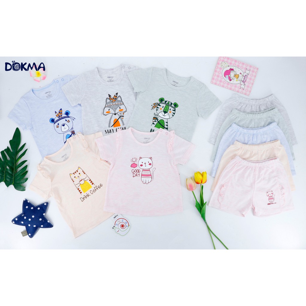 DB467 Bộ quần áo cộc tay cài vai Dokma (6-24M)