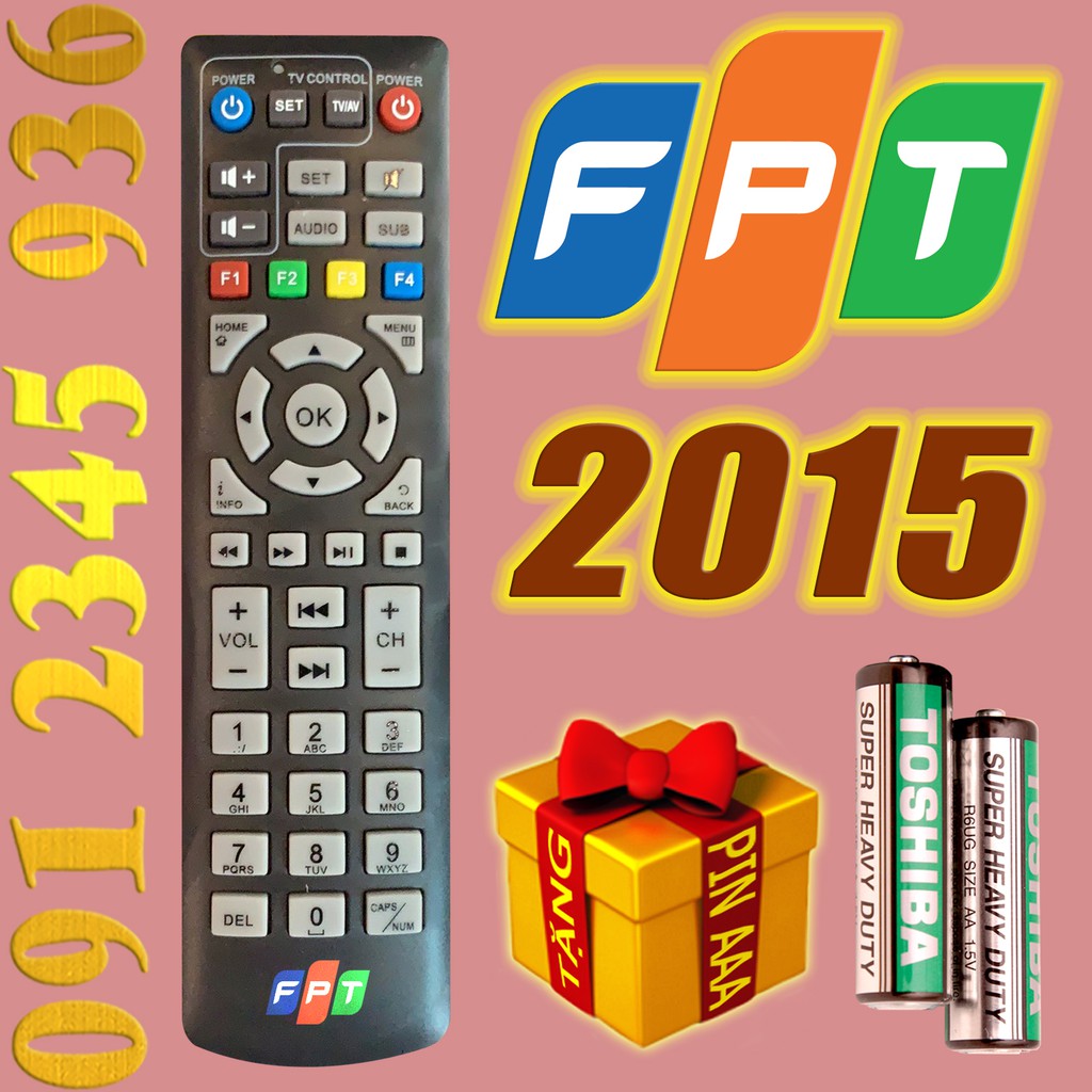 Điều khiển FPT đời 2015 &quot;HÀNG ĐẸP&quot; có &quot;Học Lệnh'' cho đầu kỹ thuật số TvBox Android. (Mẫu số 1)