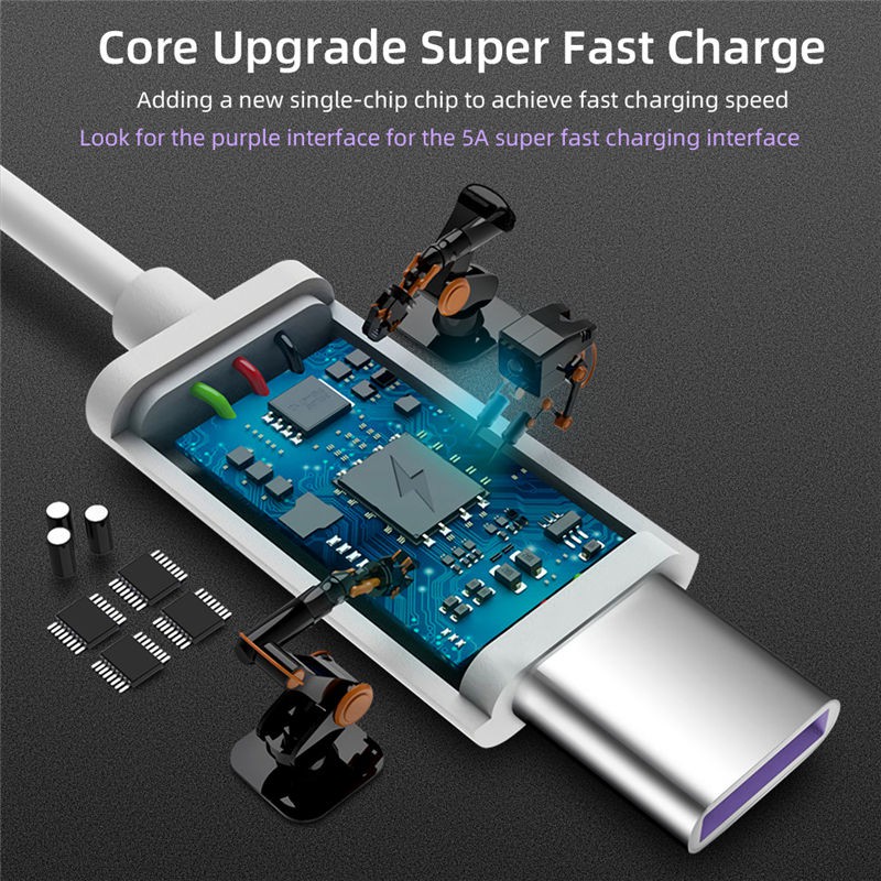 Dây Cáp Sạc Nhanh 5a Loại C Cho Huawei Mate 30 P30 Lite Xiaomi Mi 9 Usb Type C Dành Cho Samsung S9 S10