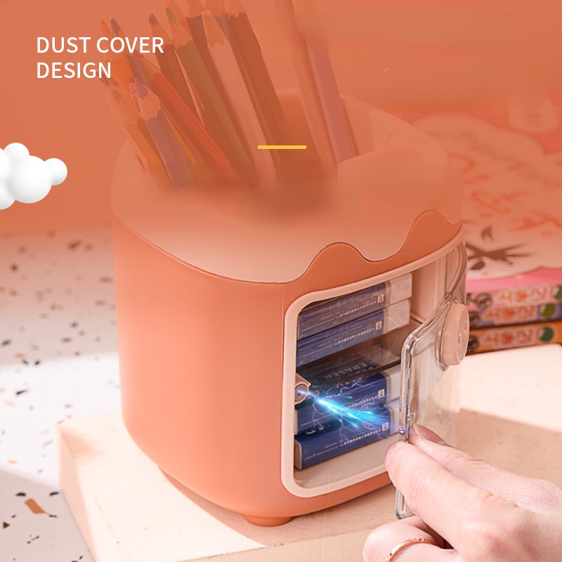 Hộp Đựng Bút Nhiều Ngăn Có Nam Châm Hình Chú Heo Hoạt Hình Dễ Thương Sáng Tạo