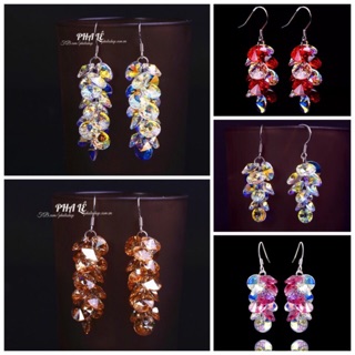 Bông tai pha lê chùm dĩa tròn s06mm được thiết kế từ pha lê swarovski