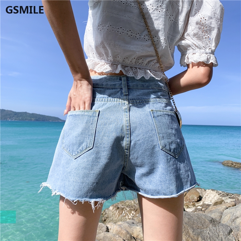 Quần short denim lưng cao kiểu dáng Hàn Quốc | BigBuy360 - bigbuy360.vn