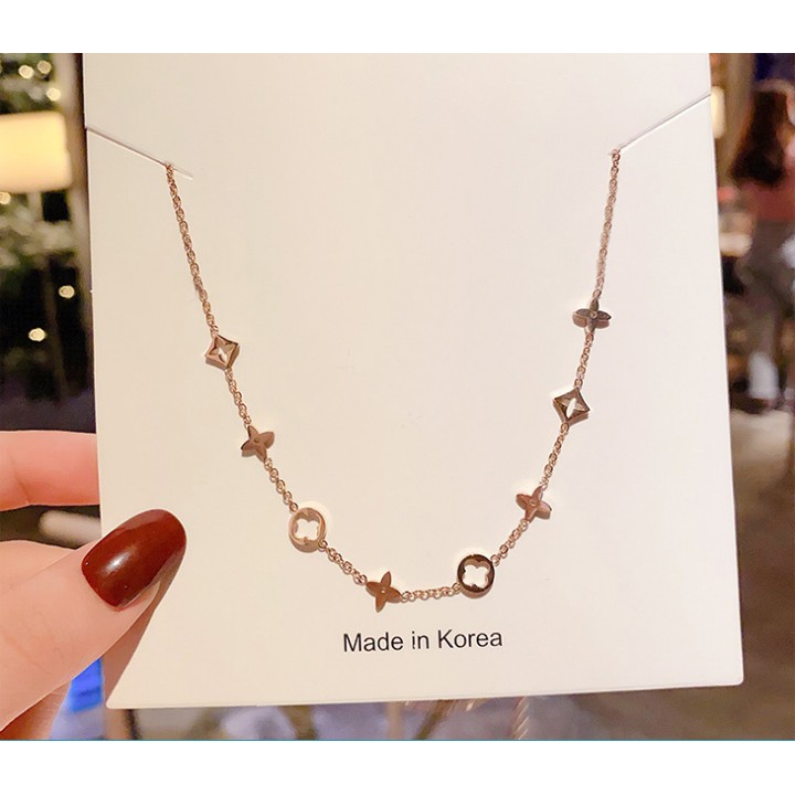 Dây chuyền nữ titan cao cấp chuỗi hoa 4 cánh siêu đẹp, bền màu, hợp thời trang, dễ phối đồ