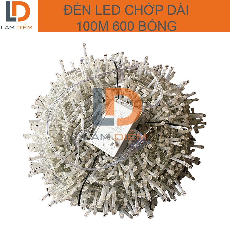 Đèn led dài 100m 600 bóng chớp nháy nhiều chế độ trang trí
